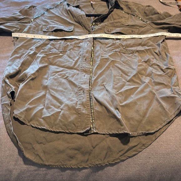 FREE PEOPLE Army Green Button Down Shirt - Picture 8 of 10